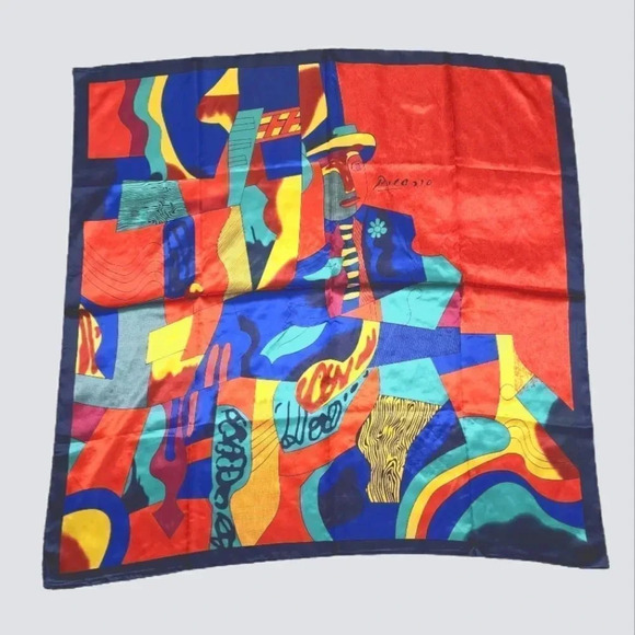 NWOT Silk-Feel Picasso Pattern Polyester Square Headwrap/Scarf 35 x 35 i… - Picture 2 of 3